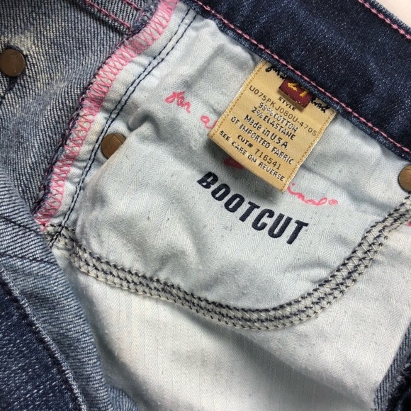 7 For All Mankind Sz 27 Pink Thread Bootcut Jeans - Picture 4 of 5